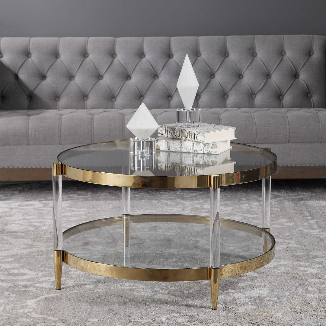 American Home Furniture Uttermost Kellen Glass Coffee Table