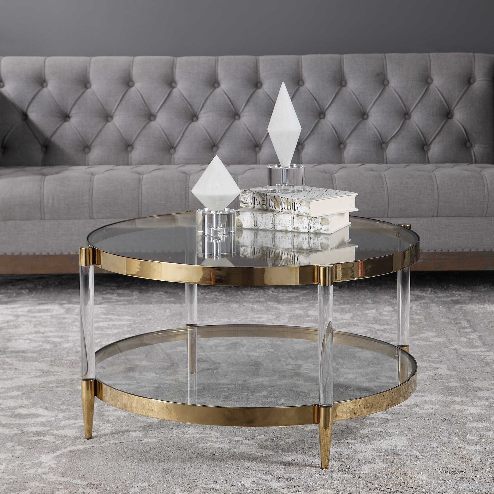 American Home Furniture Uttermost Kellen Glass Coffee Table