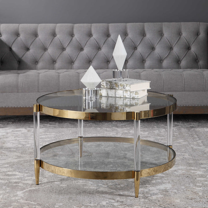 American Home Furniture Uttermost Kellen Glass Coffee Table