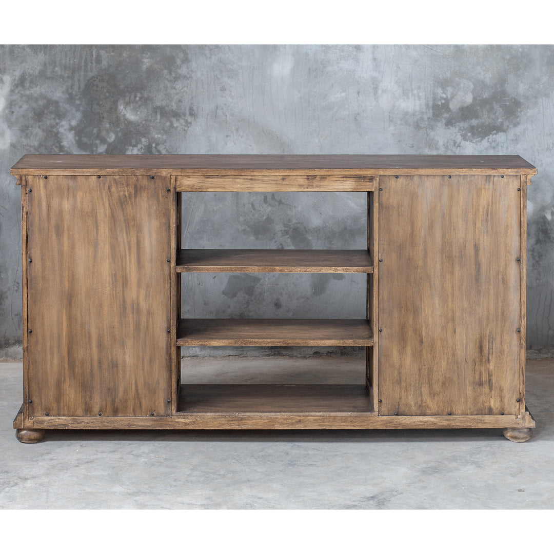 American Home Furniture Uttermost Primalia Barn Door Media Console