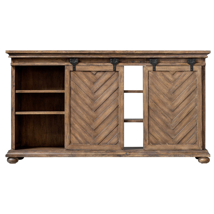 American Home Furniture Uttermost Primalia Barn Door Media Console