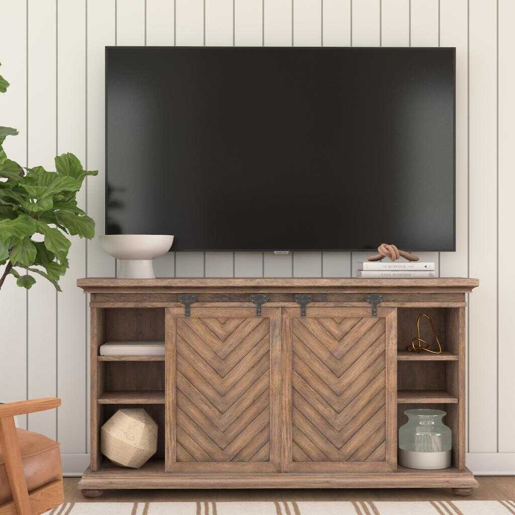 American Home Furniture Uttermost Primalia Barn Door Media Console