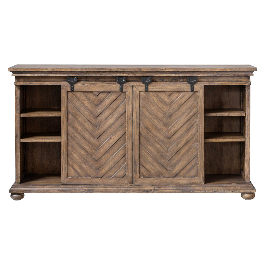 American Home Furniture Uttermost Primalia Barn Door Media Console