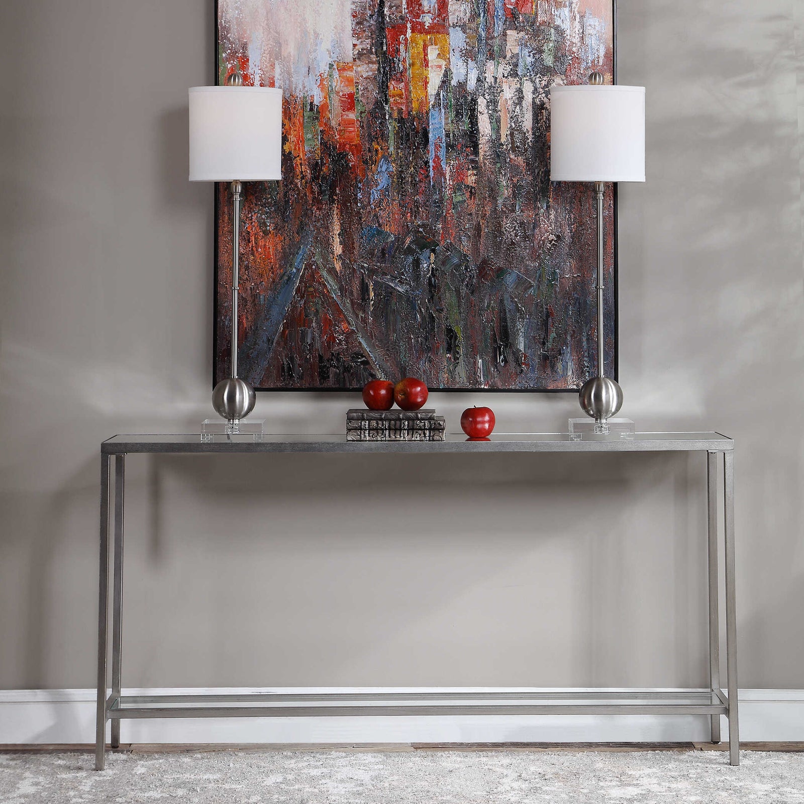 American Home Furniture Uttermost Hayley Silver Console Table