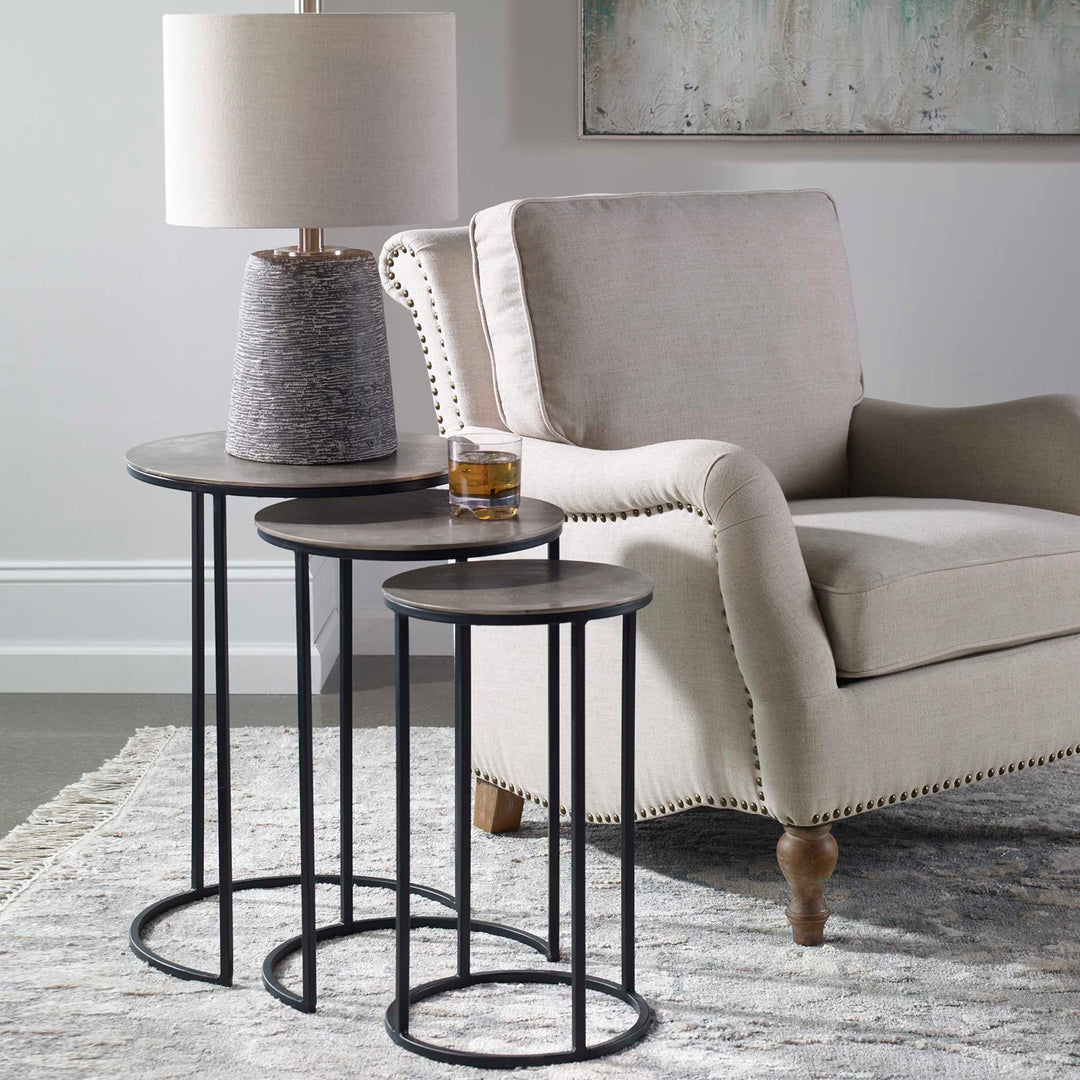 American Home Furniture Uttermost Erik Metal Nesting Tables, S/3