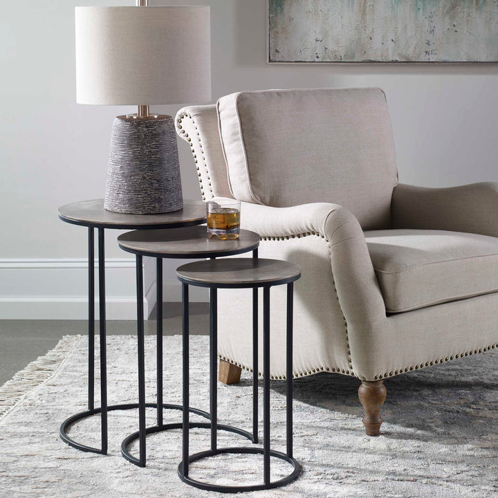 American Home Furniture Uttermost Erik Metal Nesting Tables, S/3