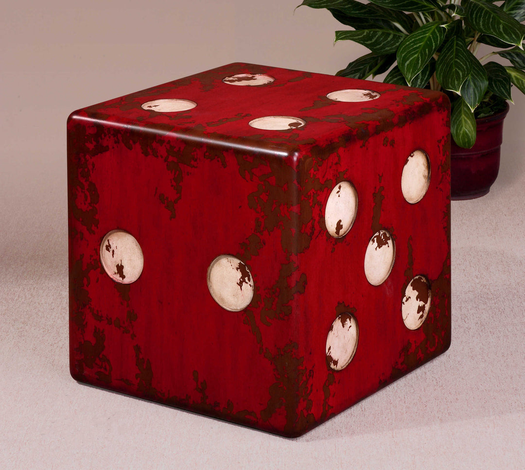American Home Furniture Uttermost Dice Red Accent Table
