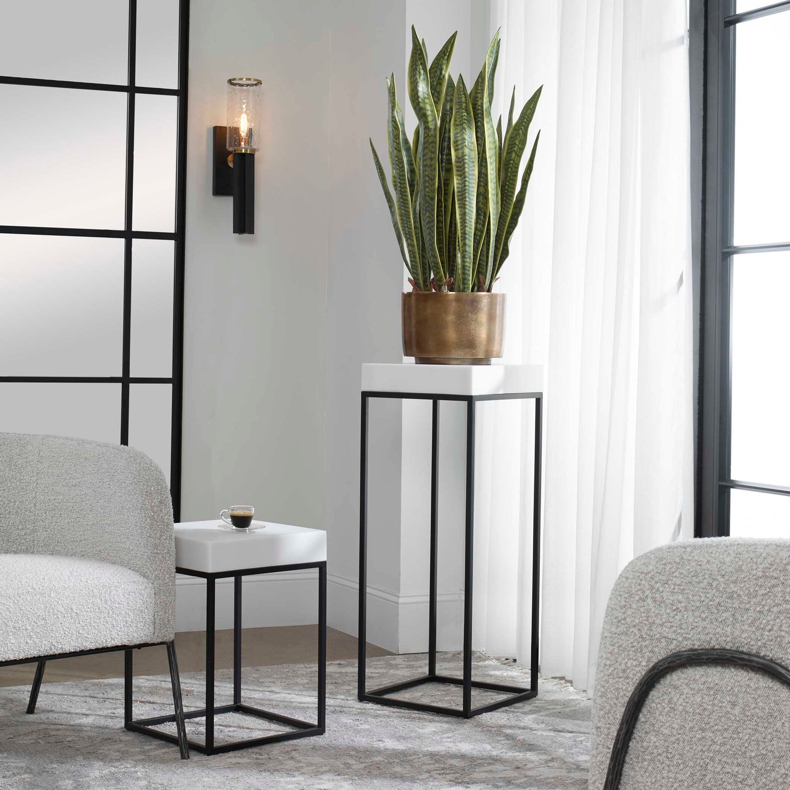 American Home Furniture Uttermost Gambia Marble Plant Stand