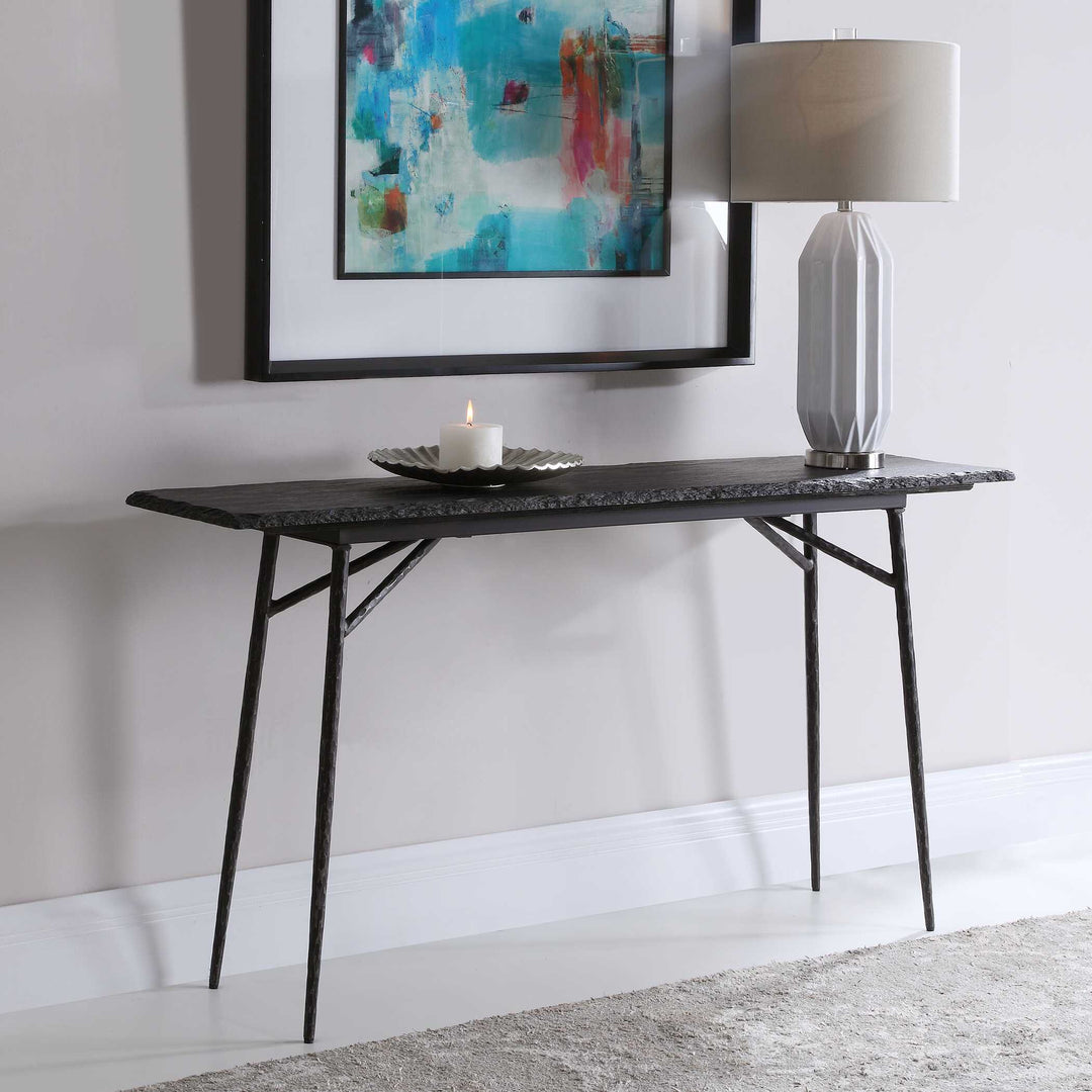 American Home Furniture Uttermost Kaduna Slate Console Table