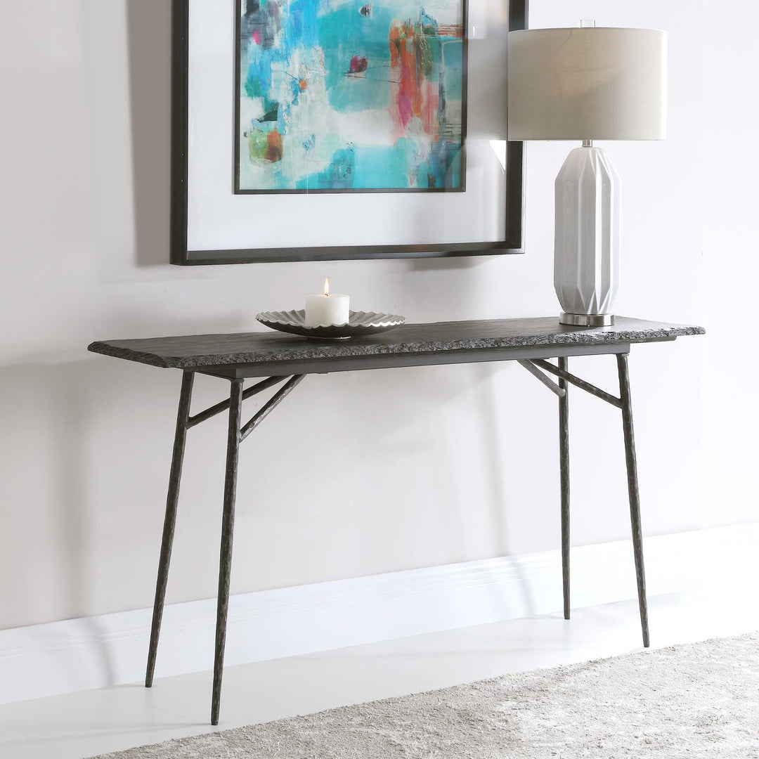 American Home Furniture Uttermost Kaduna Slate Console Table