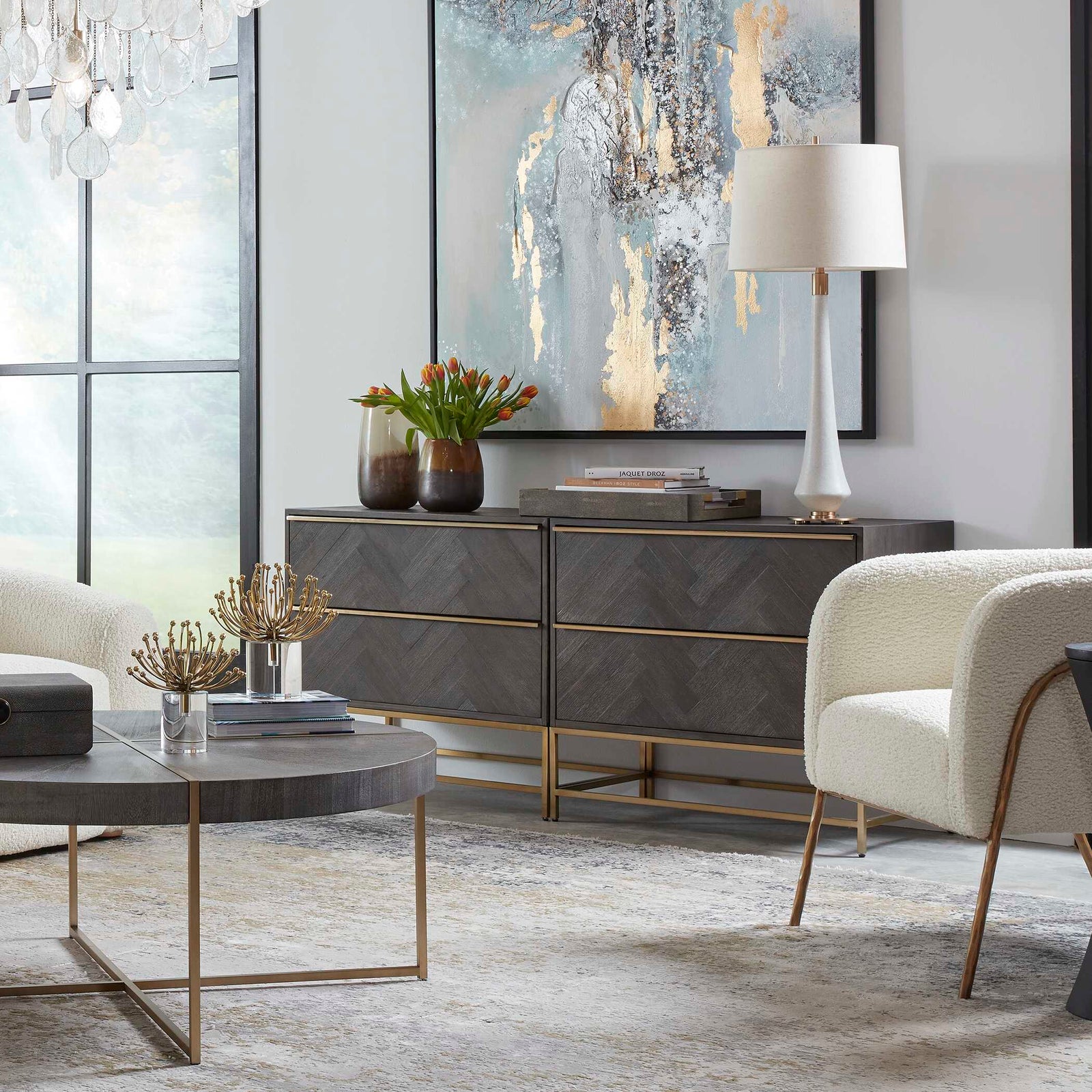 American Home Furniture Uttermost Armistead Dark Walnut Drawer Chest