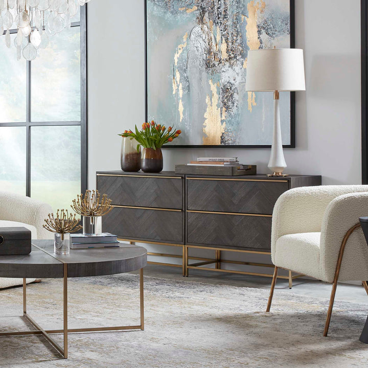 American Home Furniture Uttermost Armistead Dark Walnut Drawer Chest