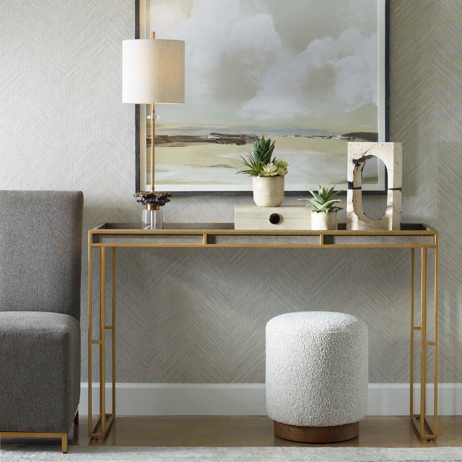 American Home Furniture Uttermost Cardew Modern Console Table