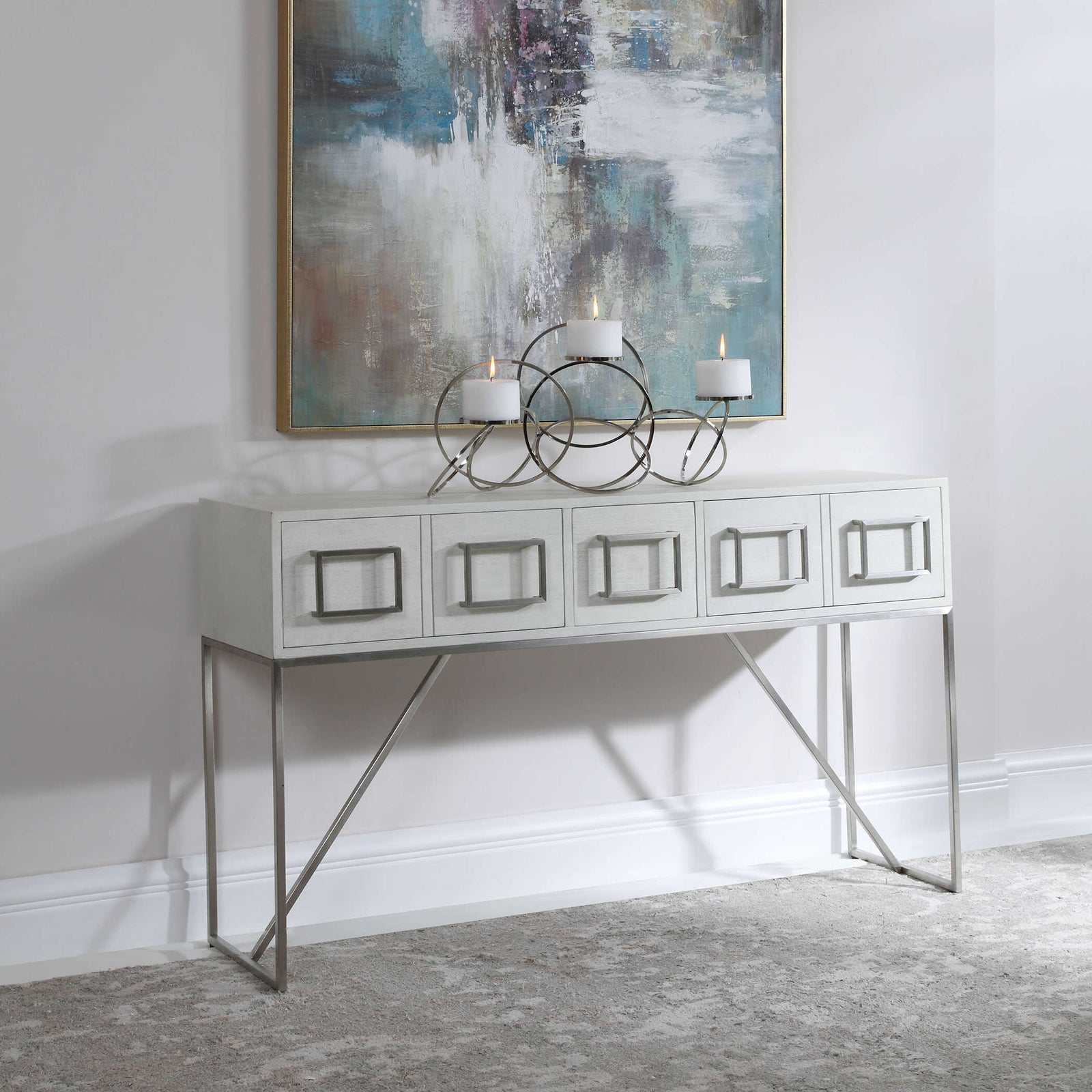 American Home Furniture Uttermost Abaya White Console Table