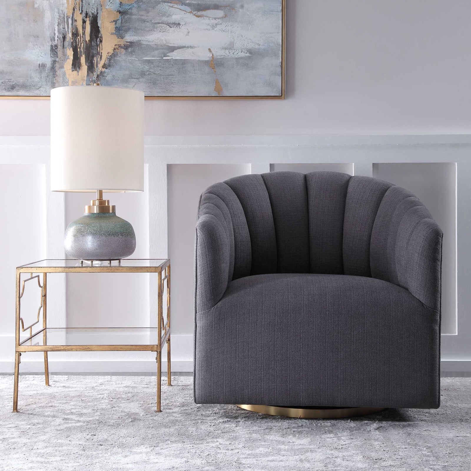 American Home Furniture Uttermost Cuthbert Modern Swivel Chair
