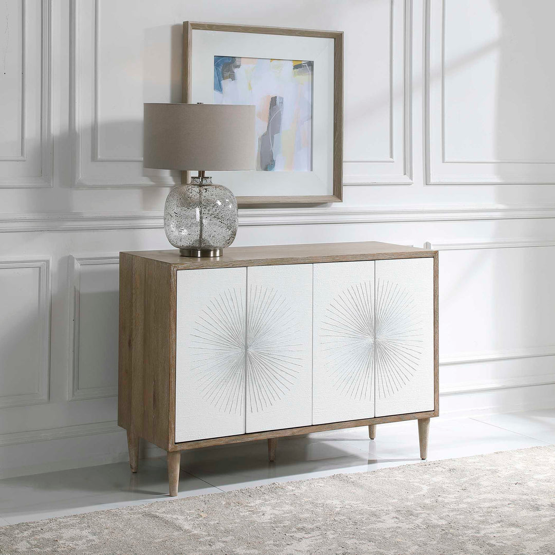 American Home Furniture Uttermost Dani 4 Door White Cabinet