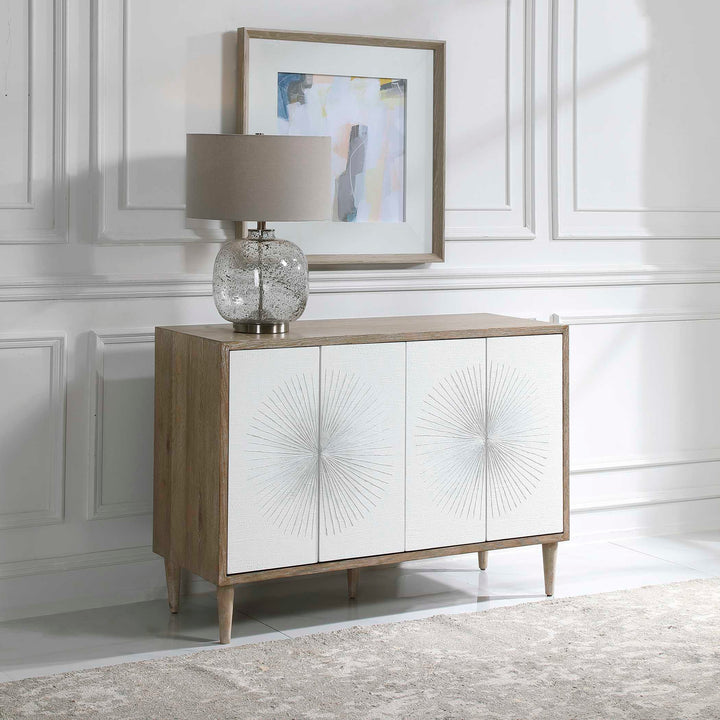 American Home Furniture Uttermost Dani 4 Door White Cabinet