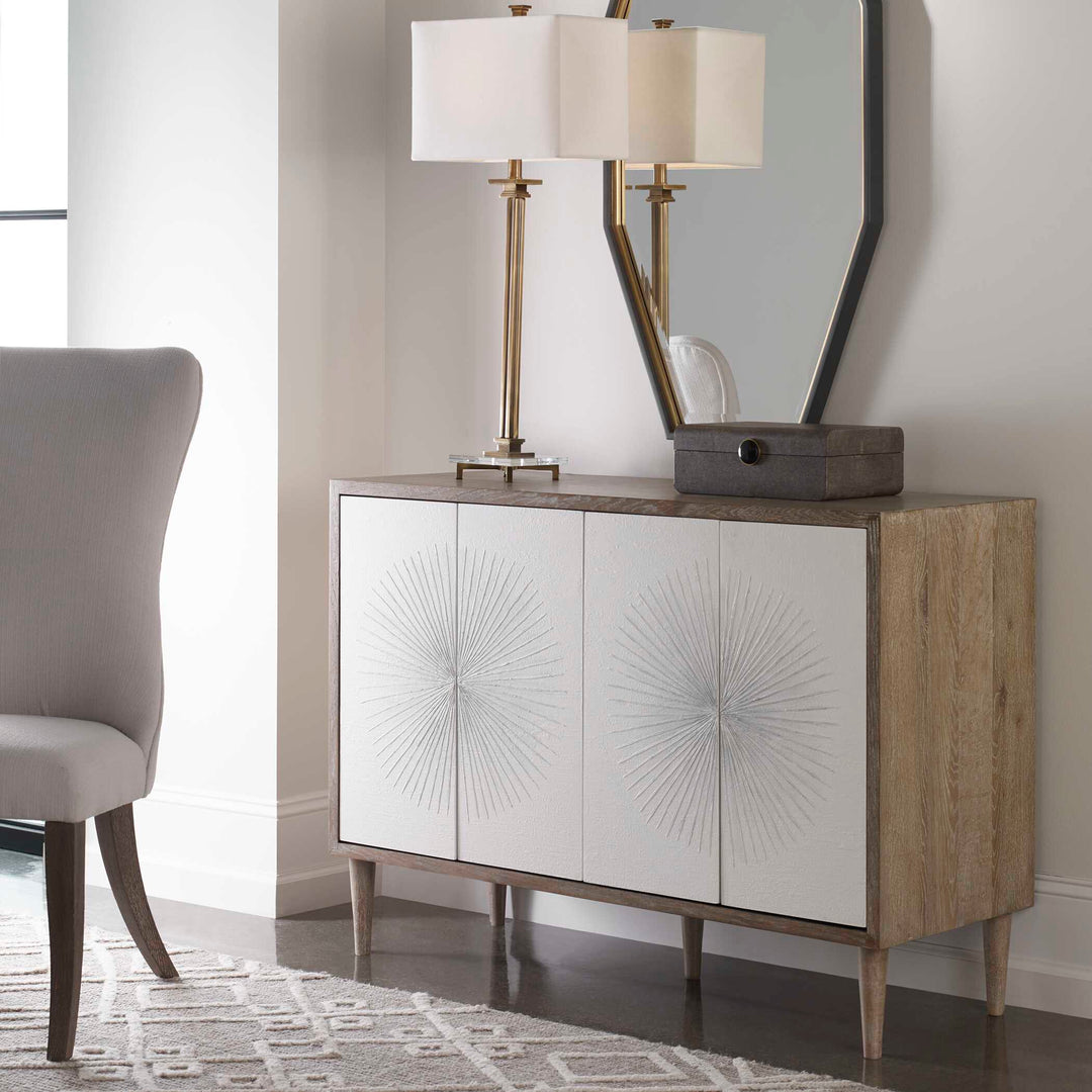 American Home Furniture Uttermost Dani 4 Door White Cabinet