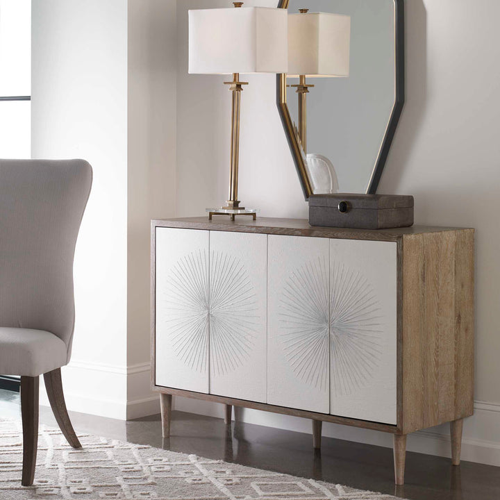 American Home Furniture Uttermost Dani 4 Door White Cabinet