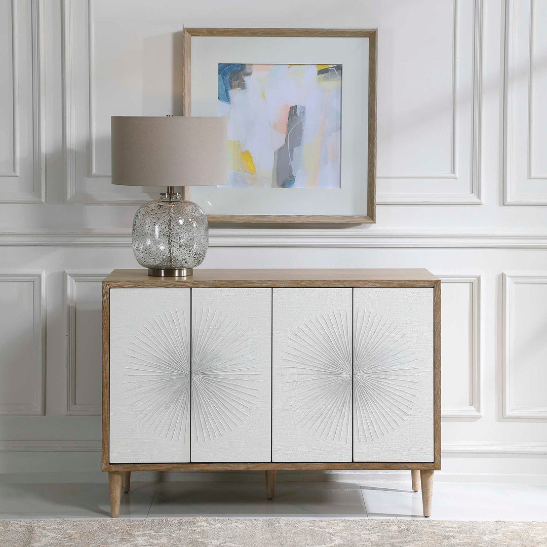 American Home Furniture Uttermost Dani 4 Door White Cabinet