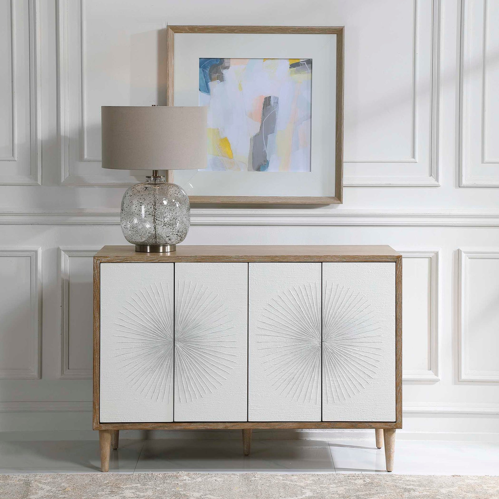American Home Furniture Uttermost Dani 4 Door White Cabinet