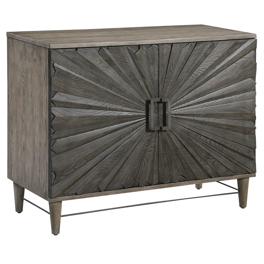 American Home Furniture Uttermost Shield Gray Oak 2 Door Cabinet