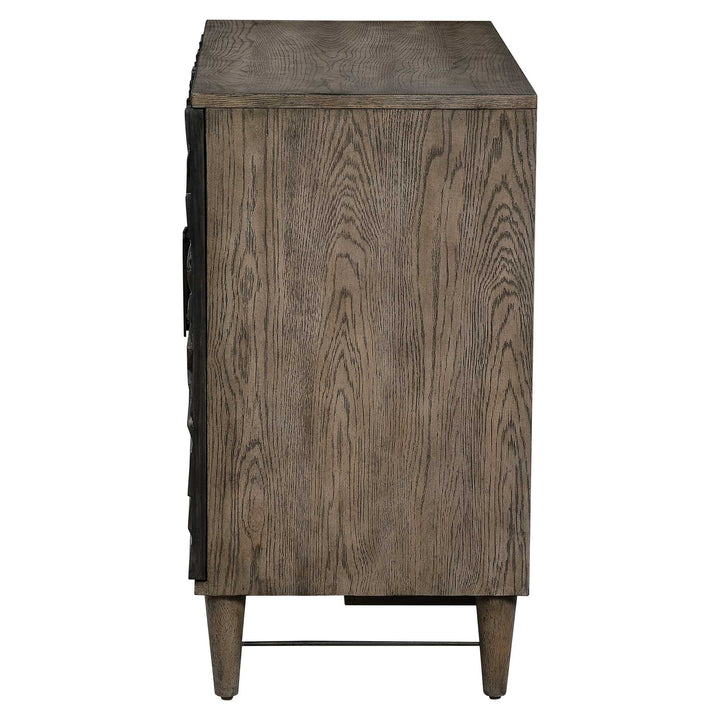 American Home Furniture Uttermost Shield Gray Oak 2 Door Cabinet