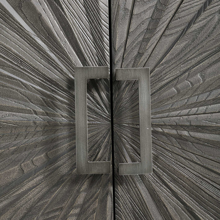 American Home Furniture Uttermost Shield Gray Oak 2 Door Cabinet