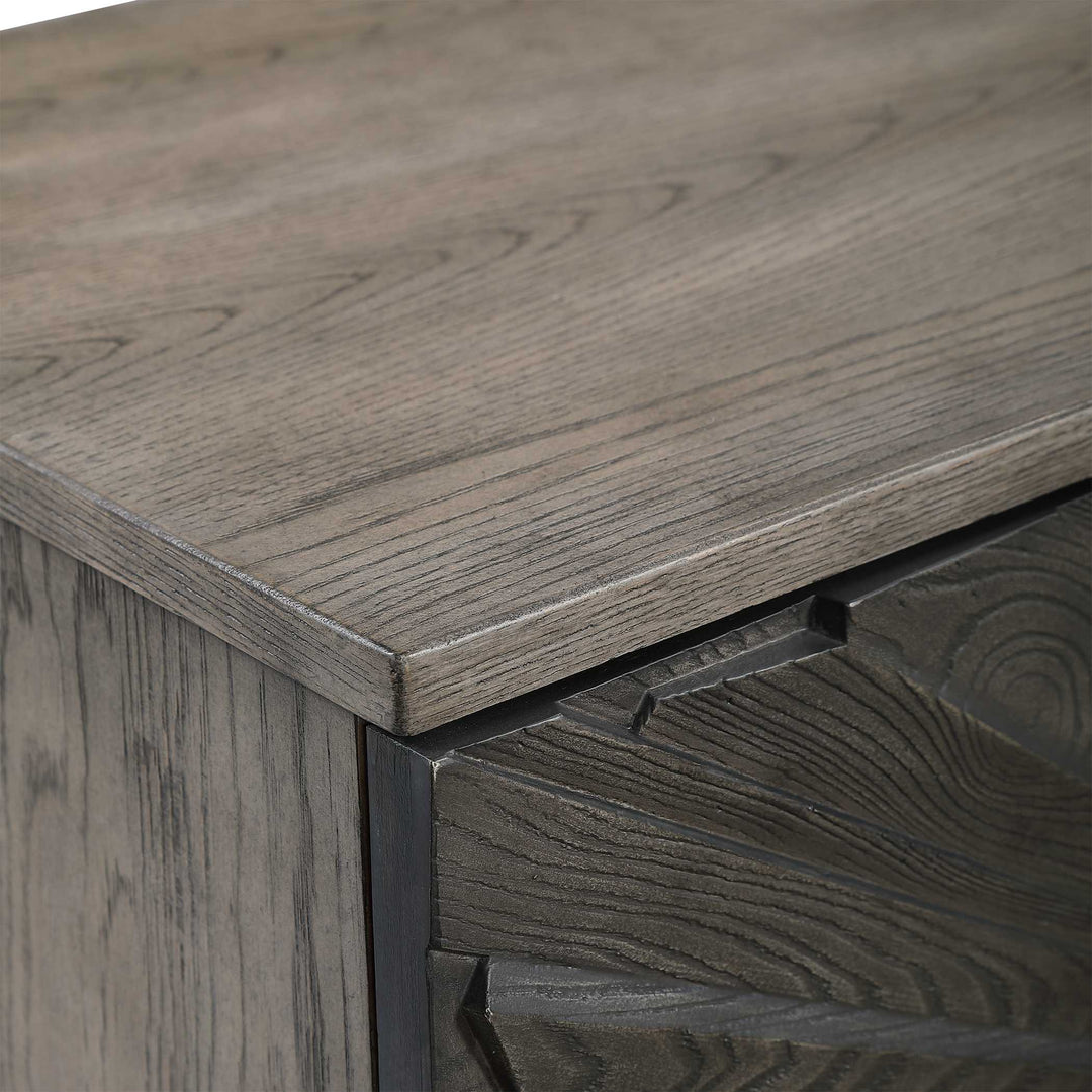 American Home Furniture Uttermost Shield Gray Oak 2 Door Cabinet