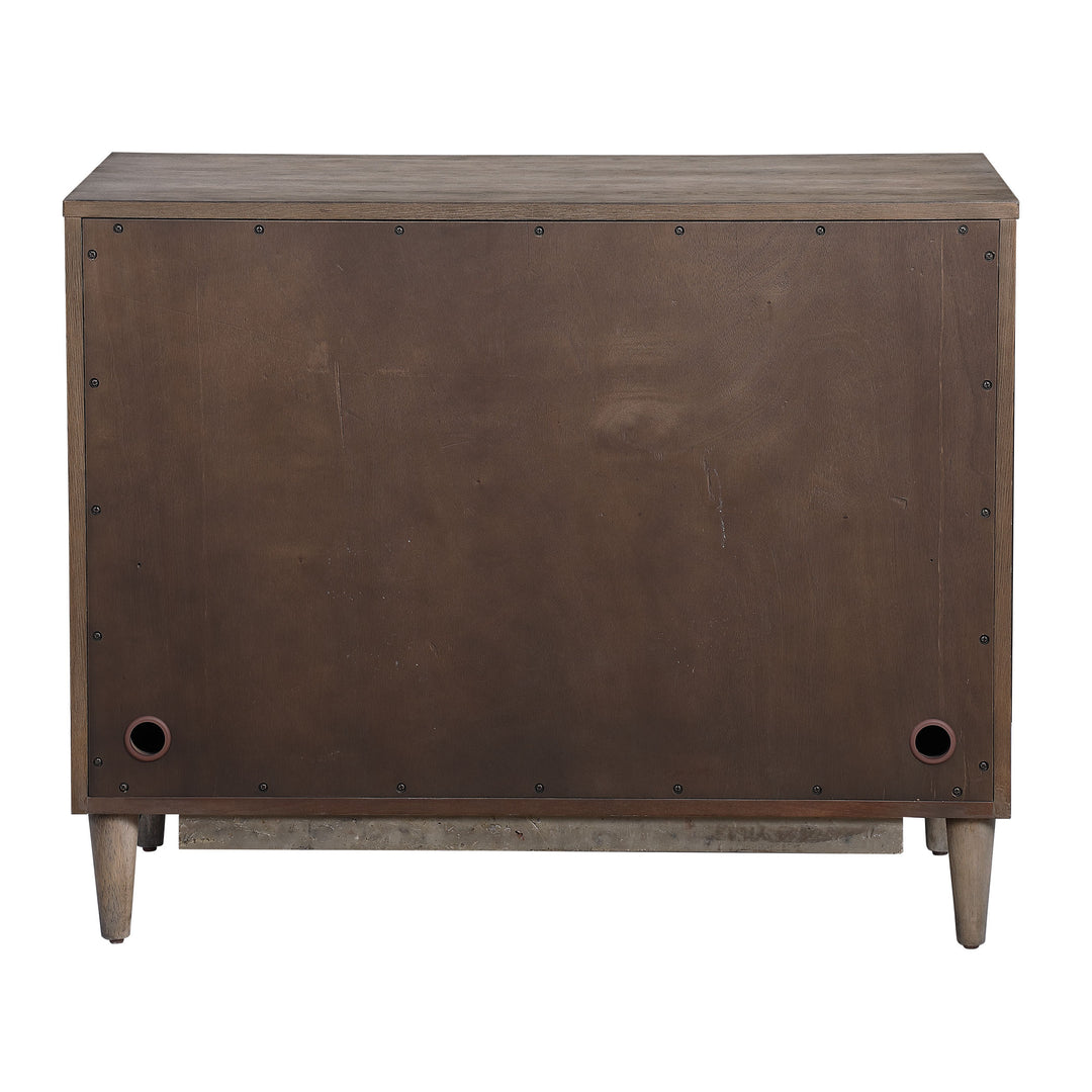 American Home Furniture Uttermost Shield Gray Oak 2 Door Cabinet