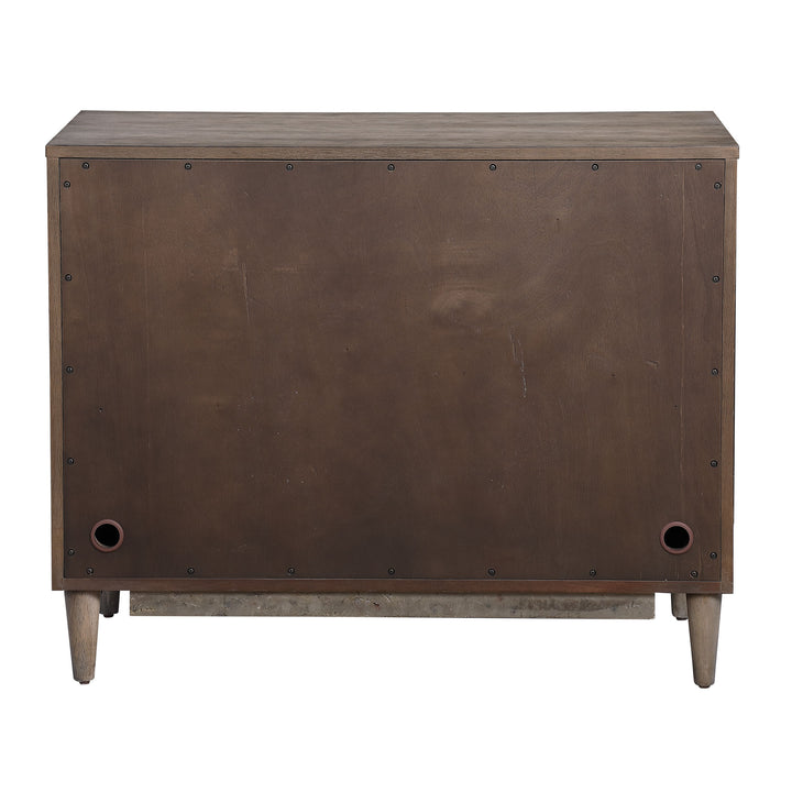 American Home Furniture Uttermost Shield Gray Oak 2 Door Cabinet