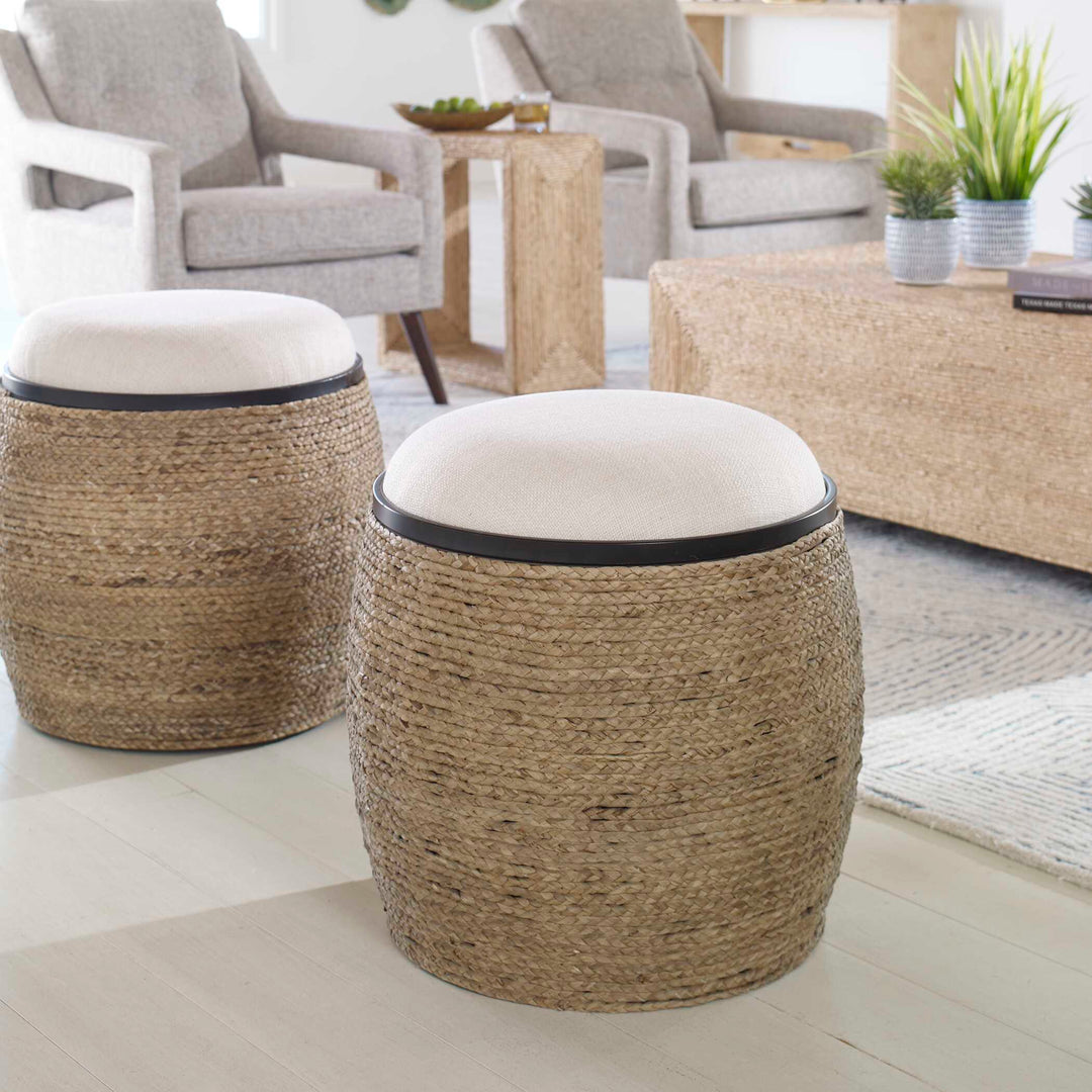 American Home Furniture Uttermost Island Straw Accent Stool
