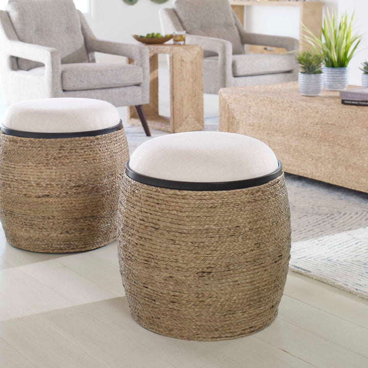 American Home Furniture Uttermost Island Straw Accent Stool
