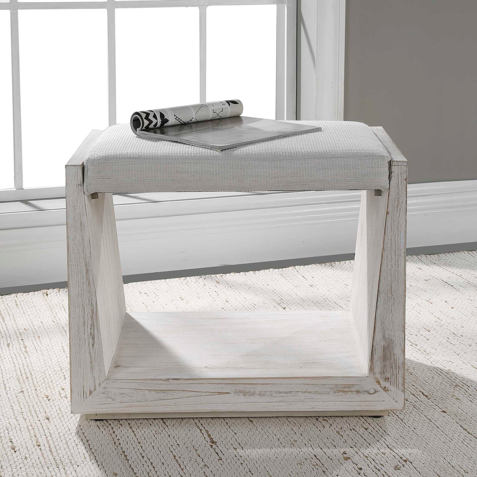 American Home Furniture Uttermost Cabana White Small Bench