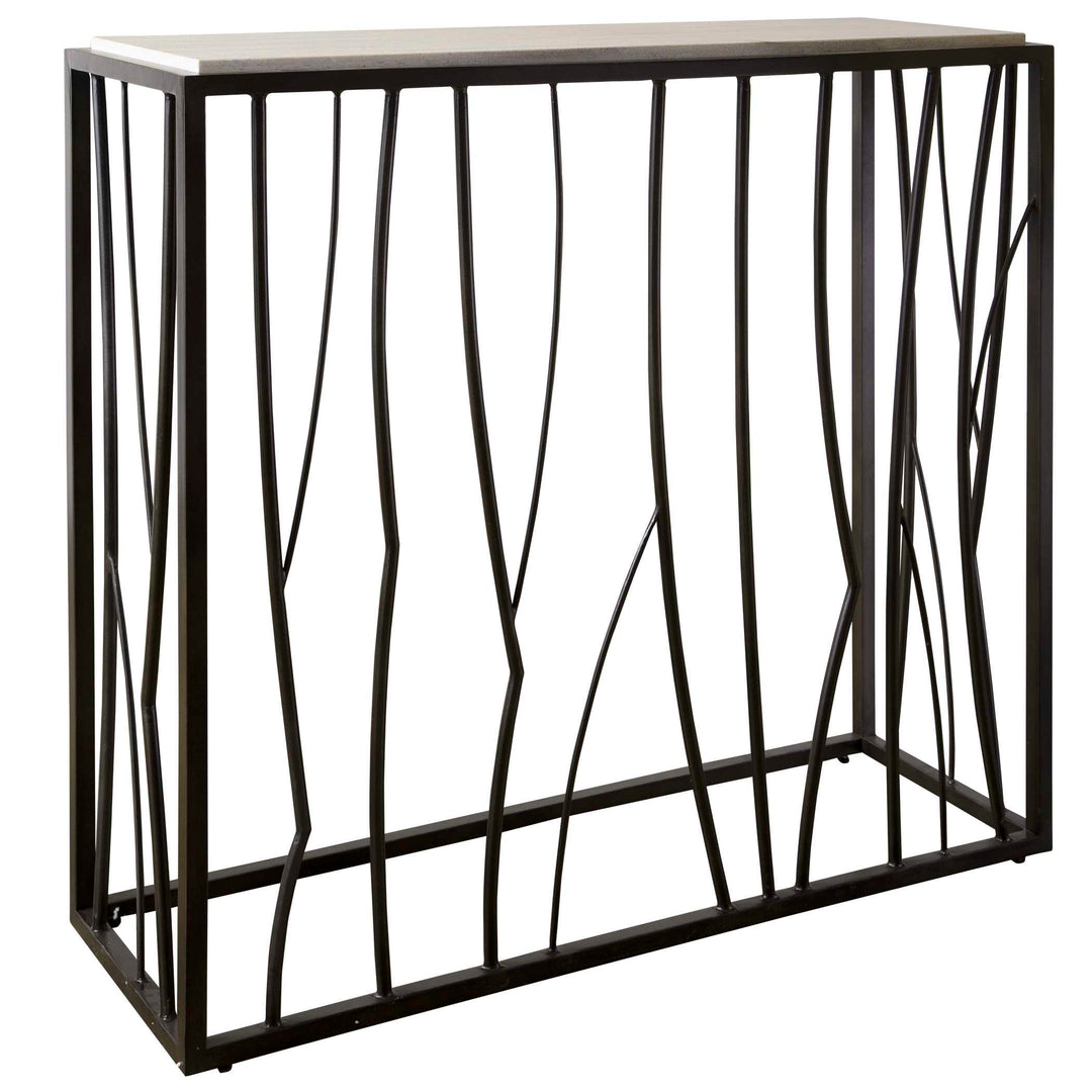 American Home Furniture Uttermost Reed Travertine Console Table
