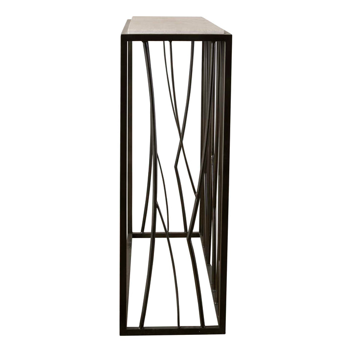 American Home Furniture Uttermost Reed Travertine Console Table