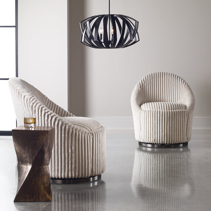 American Home Furniture Uttermost Crue White Swivel Chair
