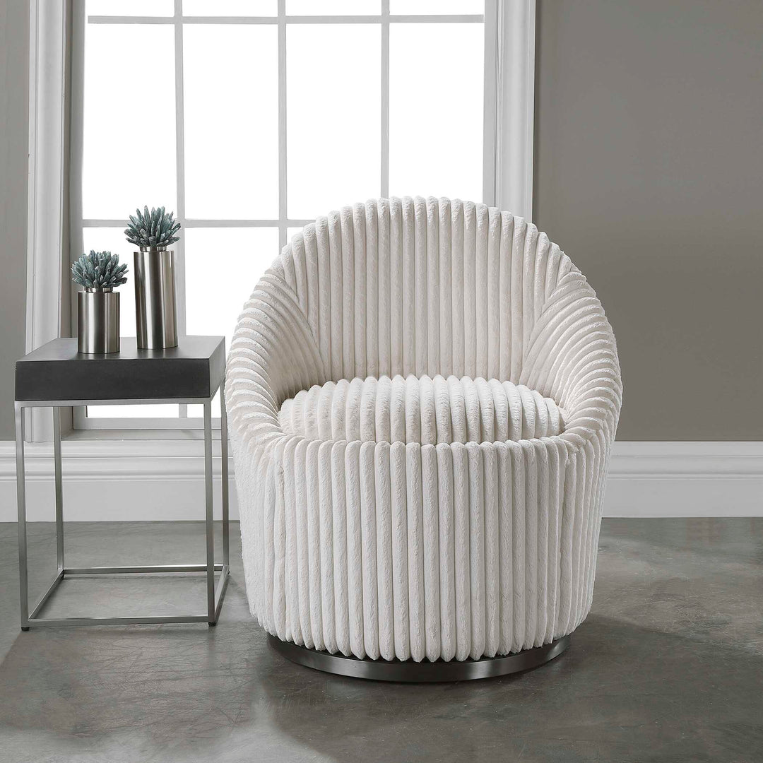 American Home Furniture Uttermost Crue White Swivel Chair