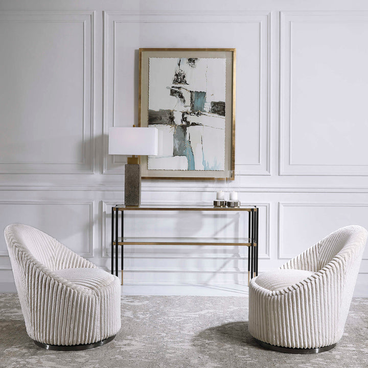 American Home Furniture Uttermost Crue White Swivel Chair