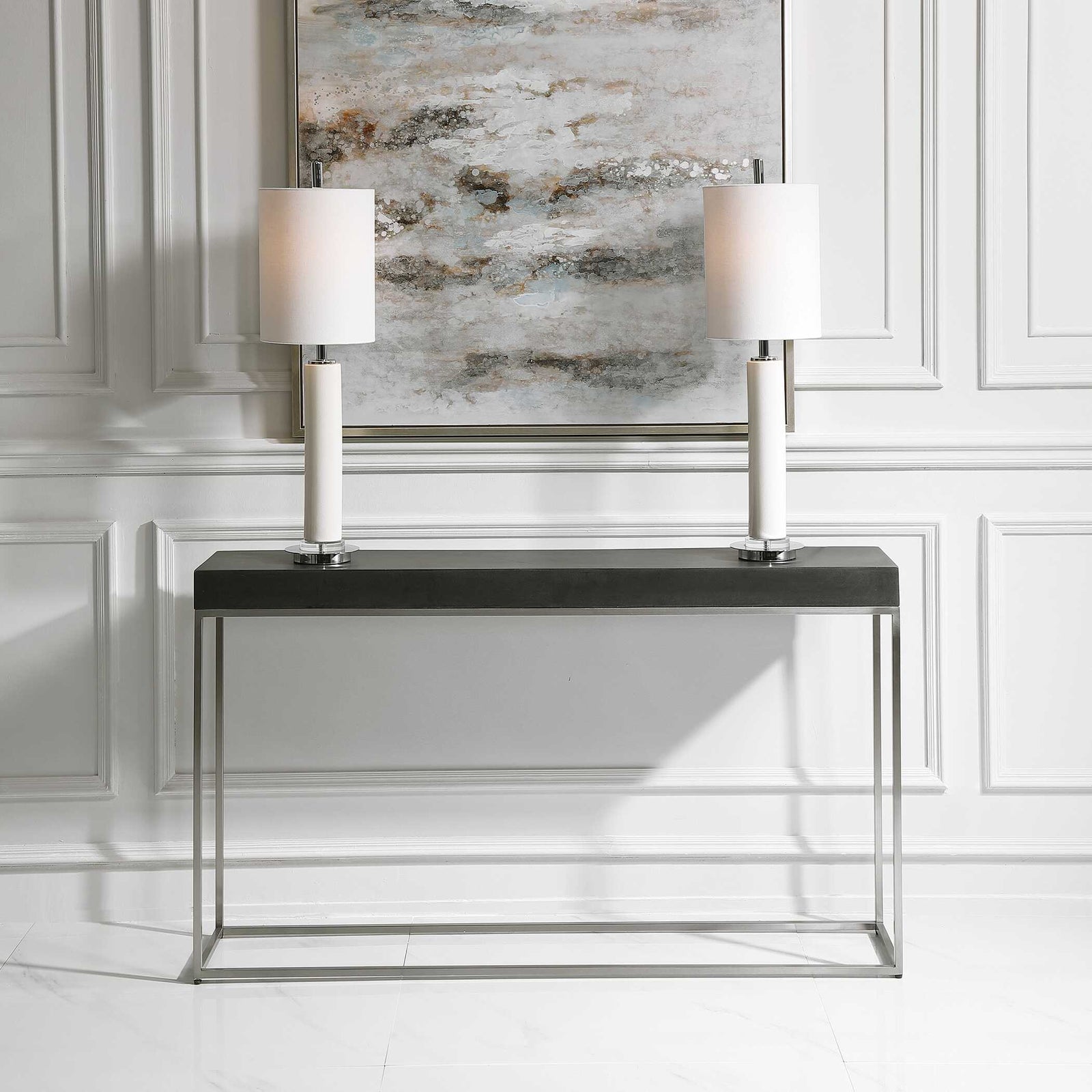 American Home Furniture Uttermost Jase Black Concrete Console Table