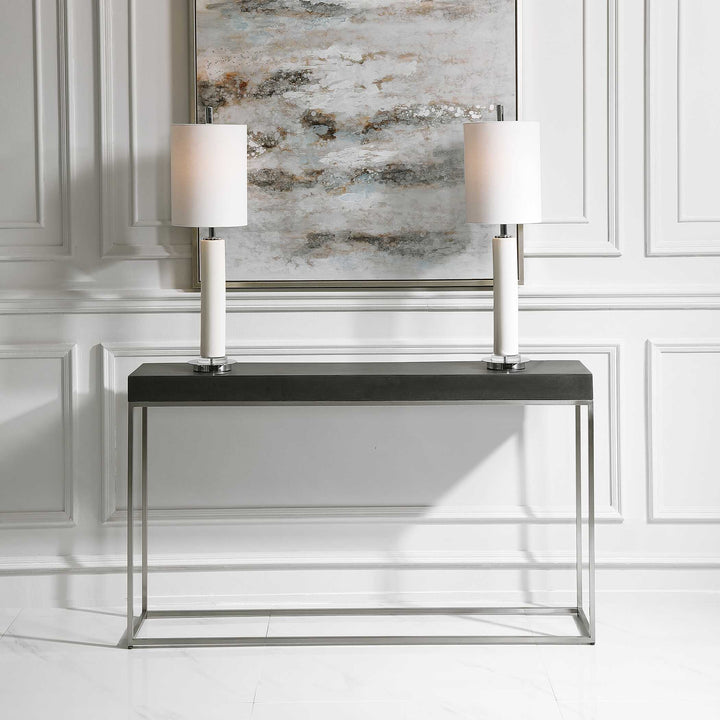 American Home Furniture Uttermost Jase Black Concrete Console Table