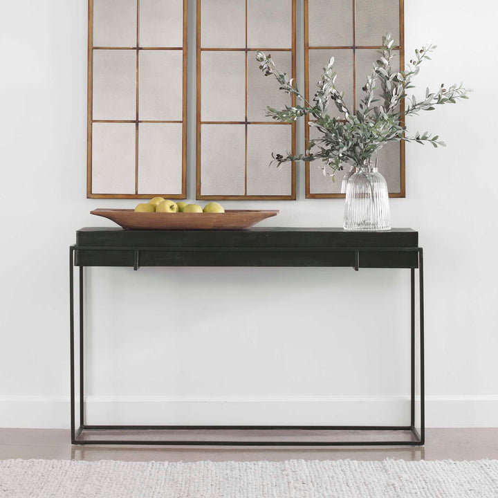 American Home Furniture Uttermost Telone Modern Black Console Table
