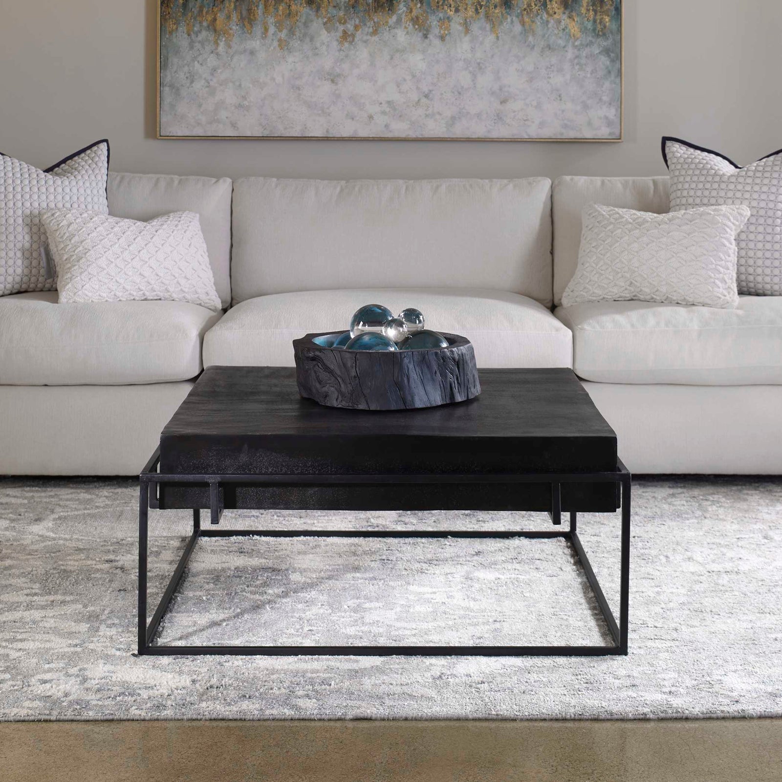 American Home Furniture Uttermost Telone Modern Black Coffee Table