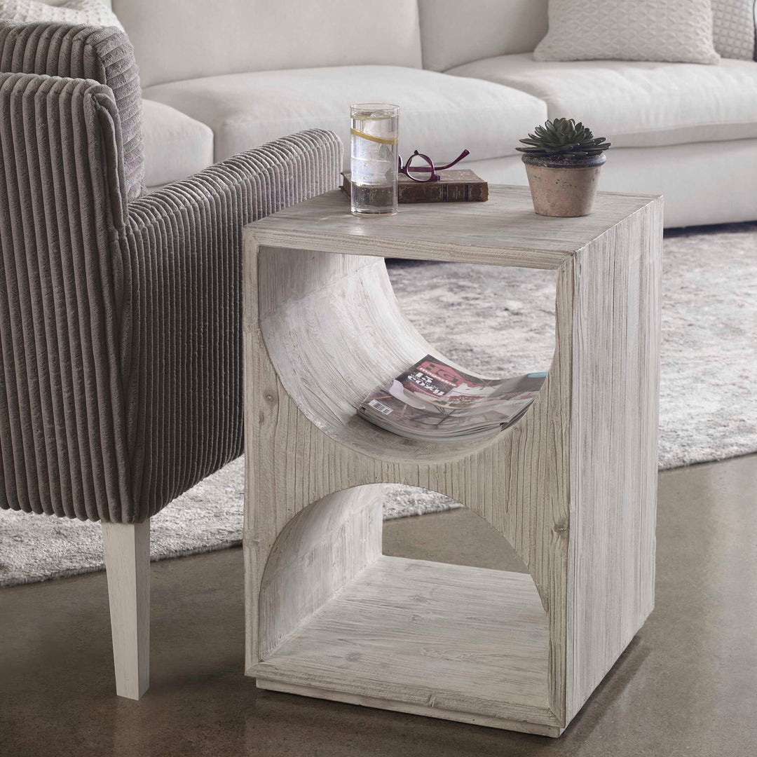 American Home Furniture Uttermost Hans White Side Table