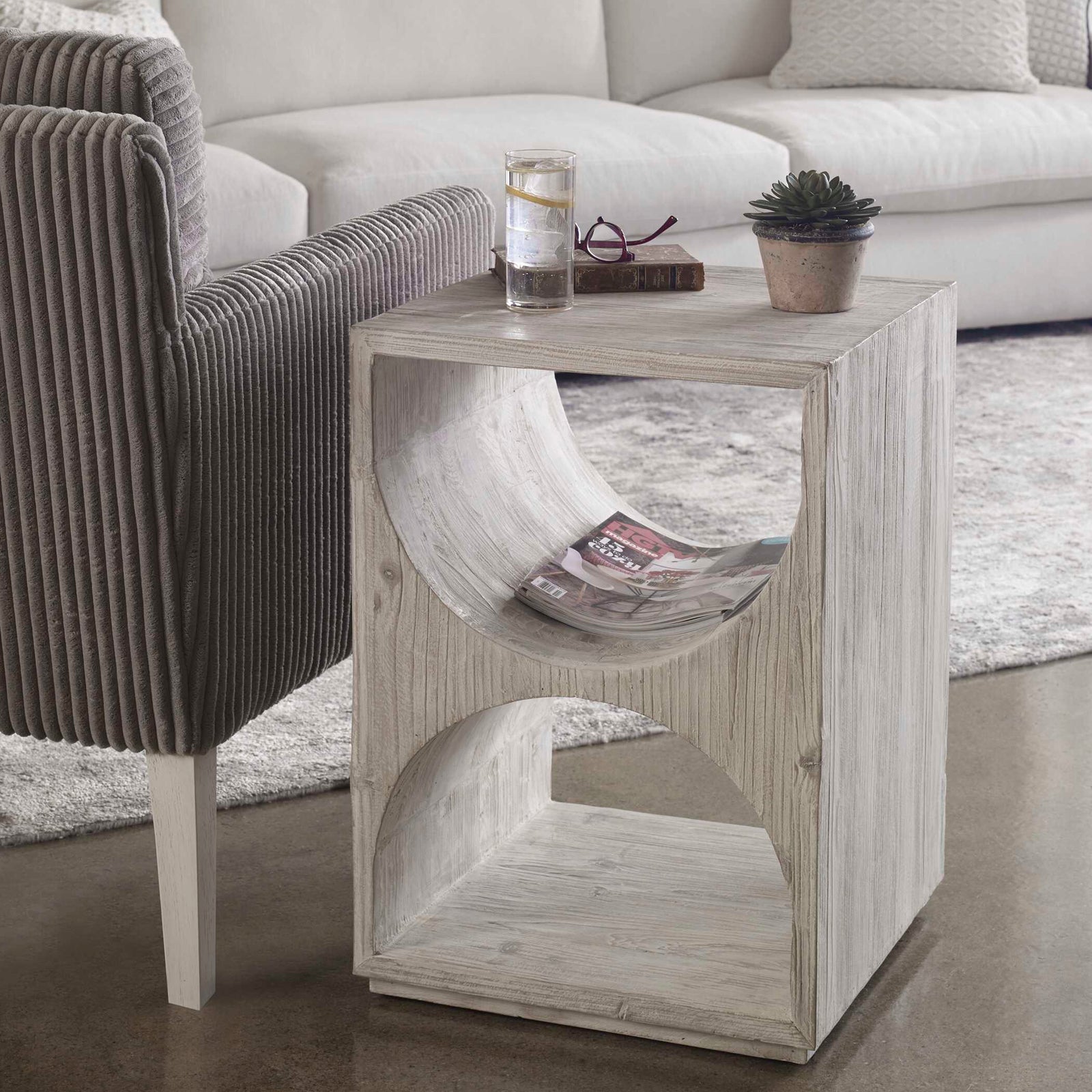 American Home Furniture Uttermost Hans White Side Table
