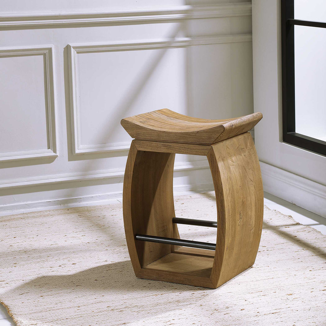 American Home Furniture Uttermost Connor Modern Wood Counter Stool
