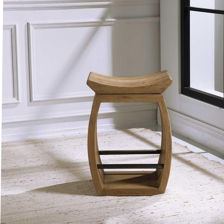 American Home Furniture Uttermost Connor Modern Wood Counter Stool