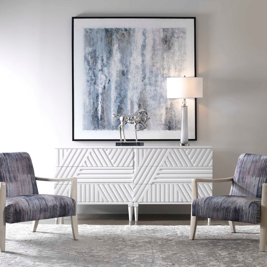 American Home Furniture Uttermost Watercolor Gray Chenille Accent Chair