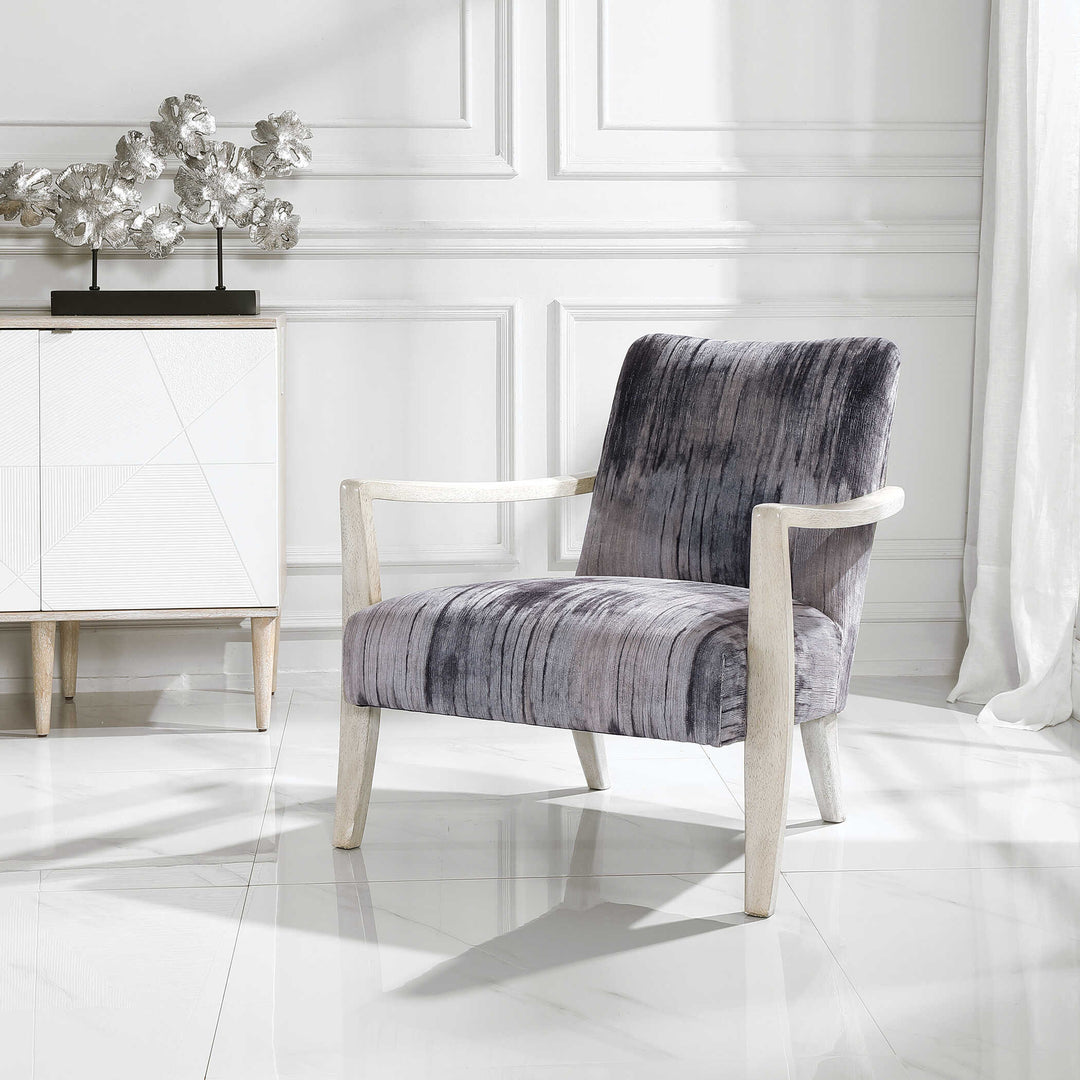 American Home Furniture Uttermost Watercolor Gray Chenille Accent Chair