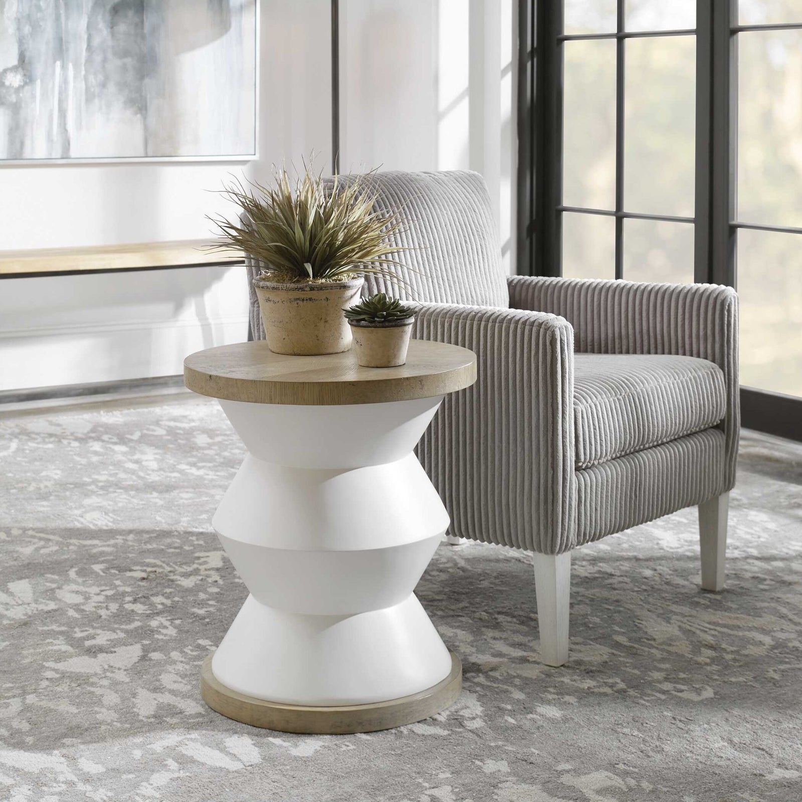 American Home Furniture Uttermost Spool Geometric Side Table